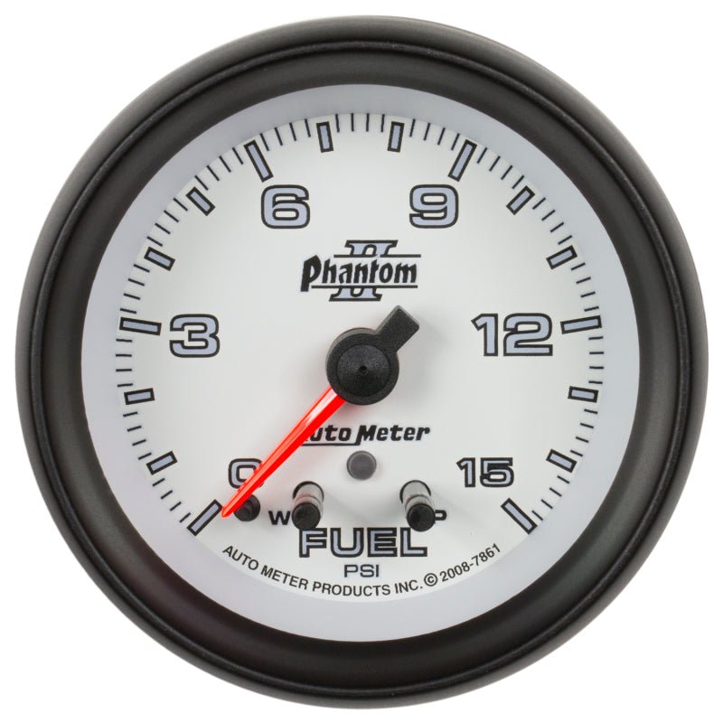 AutoMeter - AutoMeter Gauge Fuel Press 2-5/8in. 15PSI Stepper Motor W/ Peak & Warn Phantom II - Demon Performance