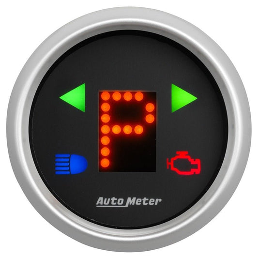 AutoMeter - AutoMeter Gauge Gear Pos 2-1/16in. Incl Indicators Black Dial Red Led Silver Bezel - Demon Performance