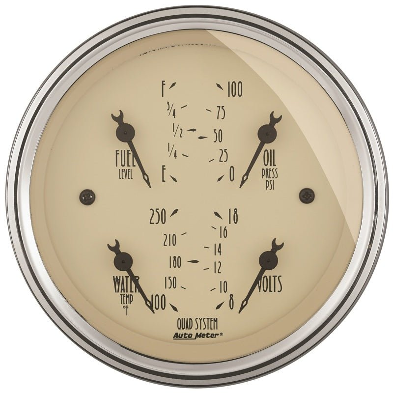 AutoMeter - AutoMeter Gauge Kit 2 Pc. Quad & Speedometer 3-3/8in. Antique Beige - Demon Performance