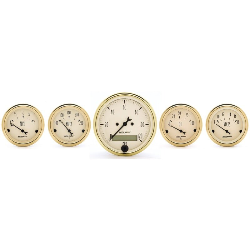 AutoMeter - AutoMeter Gauge Kit 5 Pc. 3-1/8in. & 2-1/16in. Elec. Speedometer Golden Oldies - Demon Performance