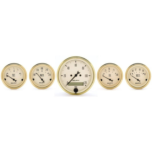 AutoMeter - AutoMeter Gauge Kit 5 Pc. 3-1/8in. & 2-1/16in. Elec. Speedometer Golden Oldies - Demon Performance