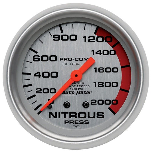 AutoMeter - AutoMeter Gauge Nitrous Pressure 2-5/8in. 2000PSI Mechanical Ultra-Lite - Demon Performance