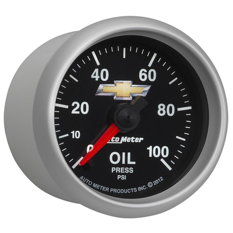 AutoMeter - AutoMeter Gauge Oil Press 2-1/16in. 100PSI Digital Stepper Motor Chevy Gold Bowtie - Demon Performance