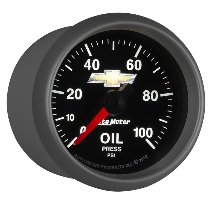 AutoMeter - AutoMeter Gauge Oil Press 2-1/16in. 100PSI Digital Stepper Motor Chevy Gold Bowtie - Demon Performance