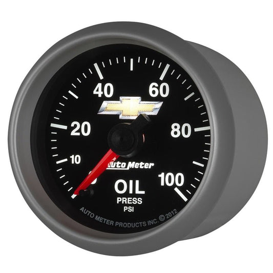 AutoMeter - AutoMeter Gauge Oil Press 2-1/16in. 100PSI Digital Stepper Motor Chevy Gold Bowtie - Demon Performance