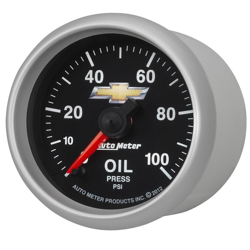AutoMeter - AutoMeter Gauge Oil Press 2-1/16in. 100PSI Digital Stepper Motor Chevy Gold Bowtie - Demon Performance