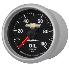 AutoMeter - AutoMeter Gauge Oil Press 2-1/16in. 100PSI Digital Stepper Motor Chevy Gold Bowtie - Demon Performance