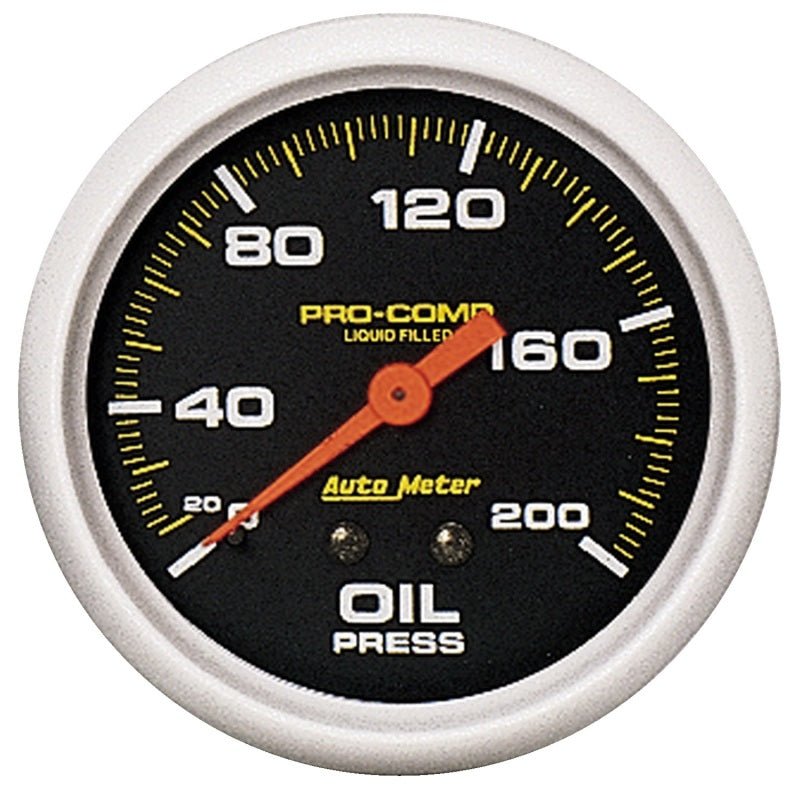 AutoMeter - AutoMeter Gauge Oil Press 2-5/8in. 200PSI Liquid Filled Mech Pro-Comp - Demon Performance