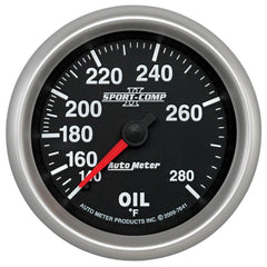 AutoMeter - AutoMeter Gauge Oil Temp 2-5/8in. 140-280 Deg. F Mechanical Sport-Comp II - Demon Performance