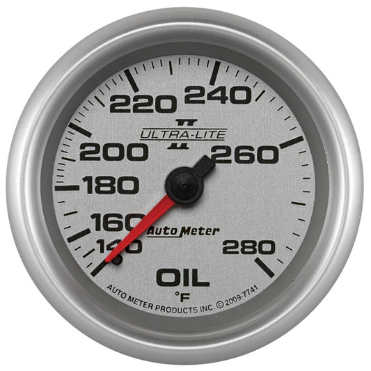 AutoMeter - AutoMeter Gauge Oil Temp 2-5/8in. 140-280 Deg. F Mechanical Ultra-Lite II - Demon Performance
