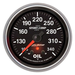 AutoMeter - AutoMeter Gauge Oil Temp 2-5/8in. 340 Deg. F Stepper Motor W/ Peak & Warn Sport-Comp II - Demon Performance