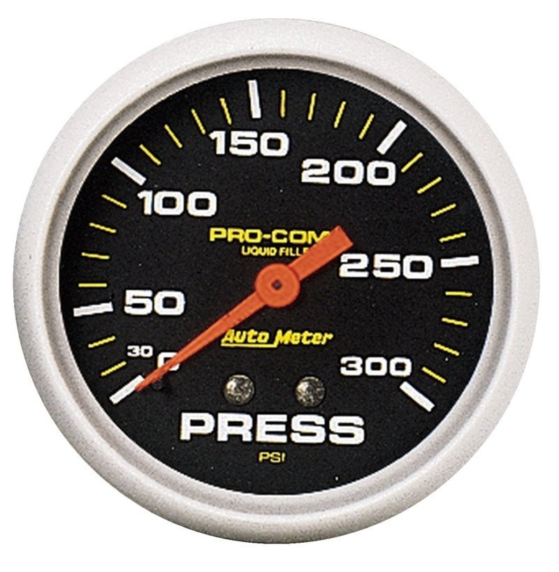 AutoMeter - AutoMeter Gauge Pressure 2-5/8in. 300PSI Liquid Filled Mech Pro-Comp - Demon Performance
