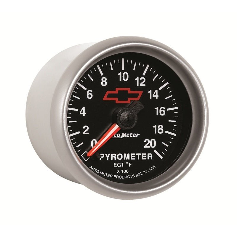 AutoMeter - AutoMeter Gauge Pyrometer (Egt) 2-1/16in. 2000 Deg. F Stepper Motor Chevy Red Bowtie Black - Demon Performance