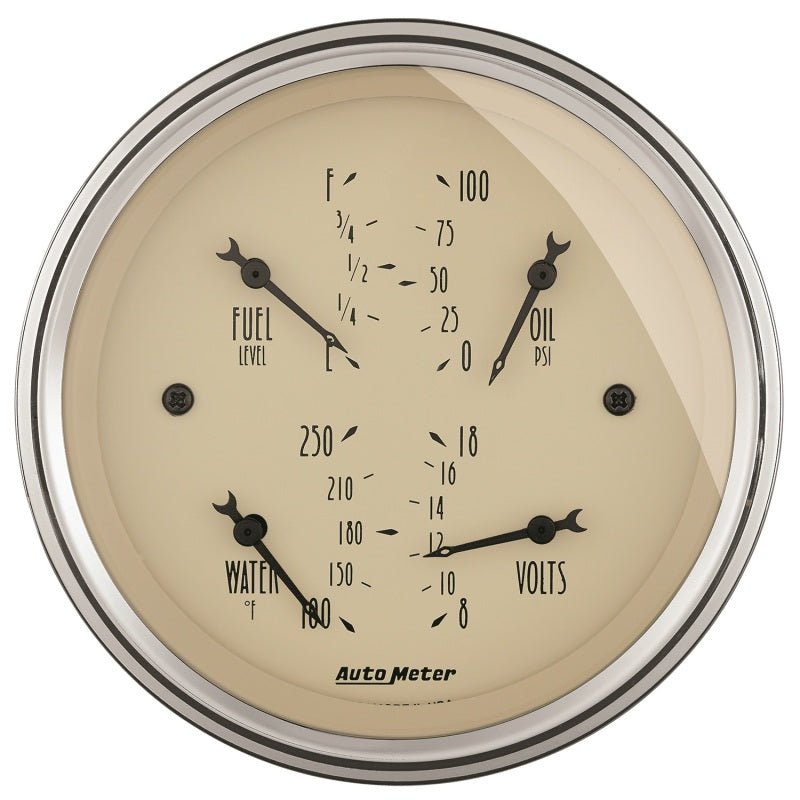 AutoMeter - AutoMeter Gauge Quad 3-3/8in. 0 Ohm(e) to 90 Ohm(f)Elec Antique Beige - Demon Performance