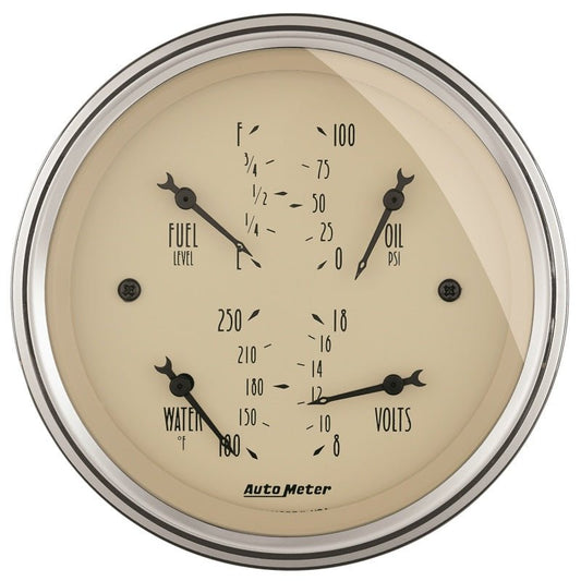 AutoMeter - AutoMeter Gauge Quad 3-3/8in. 0 Ohm(e) to 90 Ohm(f)Elec Antique Beige - Demon Performance