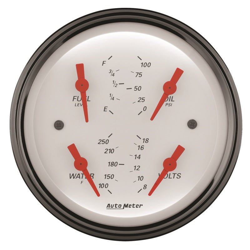 AutoMeter - AutoMeter Gauge Quad 3-3/8in. 0 Ohm(e) to 90 Ohm(f)Elec Arctic White - Demon Performance