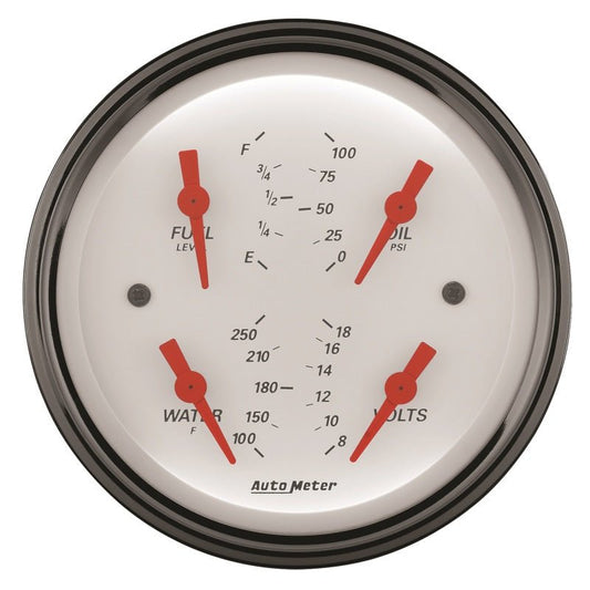 AutoMeter - AutoMeter Gauge Quad 3-3/8in. 0 Ohm(e) to 90 Ohm(f)Elec Arctic White - Demon Performance