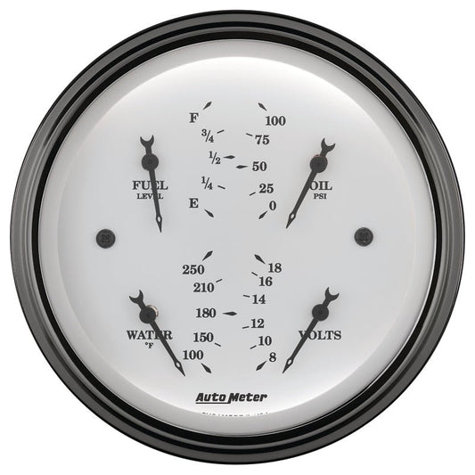 AutoMeter - AutoMeter Gauge Quad 3-3/8in. 0 Ohm(e) to 90 Ohm(f)Elec Old Tyme White - Demon Performance
