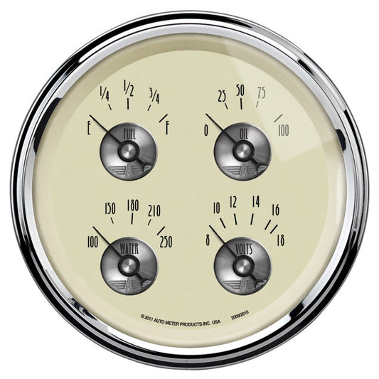 AutoMeter - AutoMeter Gauge Quad 5in. 0 Ohm(e) to 90 Ohm(f) Elec Prestige Antq. Ivory - Demon Performance