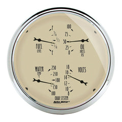 AutoMeter - AutoMeter Gauge Quad 5in. 0 Ohm(e) to 90 Ohm(f)Elec Antique Beige - Demon Performance