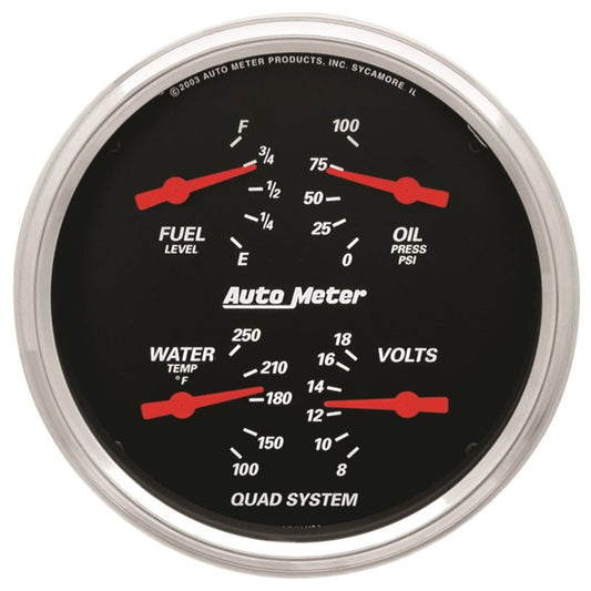 AutoMeter - AutoMeter Gauge Quad 5in. 0 Ohm(e) to 90 Ohm(f)Elec Designer Black - Demon Performance