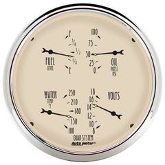 AutoMeter - AutoMeter Gauge Quad 5in. 240 Ohm(e) to 33 Ohm(f) Elec Antique Beige - Demon Performance