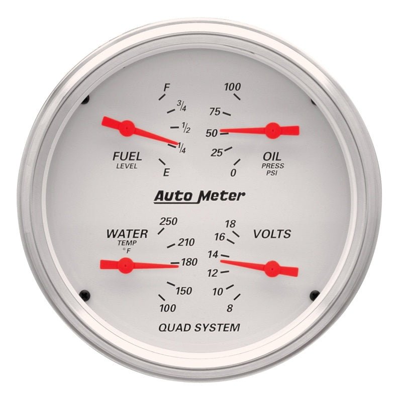 AutoMeter - AutoMeter Gauge Quad 5in. 240 Ohm(e) to 33 Ohm(f) Elec Arctic White - Demon Performance