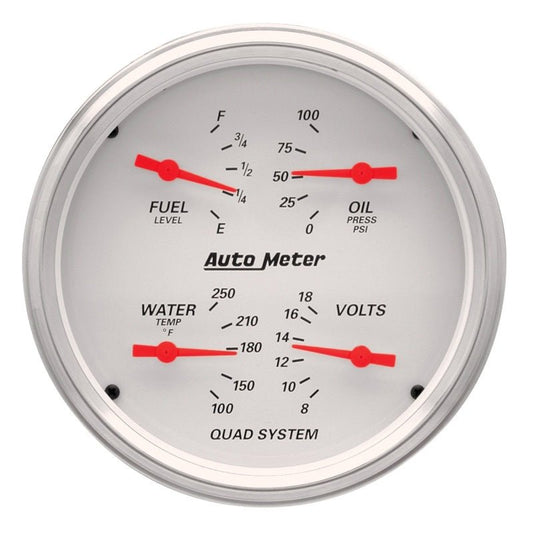AutoMeter - AutoMeter Gauge Quad 5in. 240 Ohm(e) to 33 Ohm(f) Elec Arctic White - Demon Performance