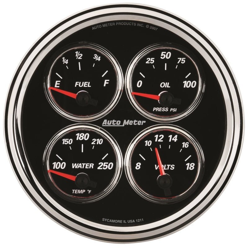 AutoMeter - AutoMeter Gauge Quad 5in. 240 Ohm(e) to 33 Ohm(f) Elec Designer Black II - Demon Performance
