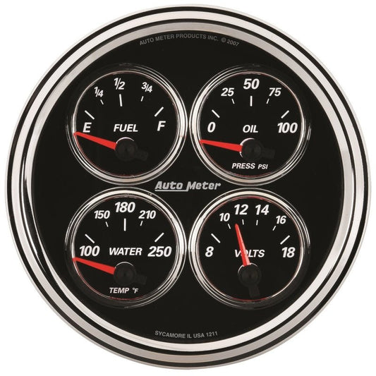 AutoMeter - AutoMeter Gauge Quad 5in. 240 Ohm(e) to 33 Ohm(f) Elec Designer Black II - Demon Performance