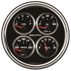 AutoMeter - AutoMeter Gauge Quad 5in. 240 Ohm(e) to 33 Ohm(f) Elec Designer Black II - Demon Performance