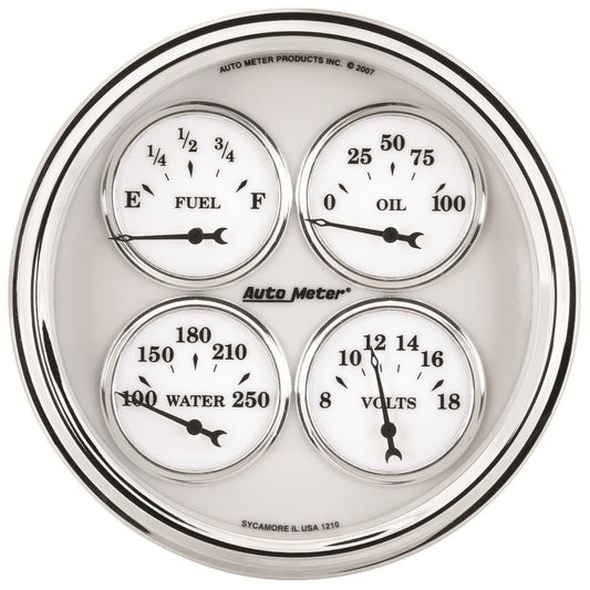 AutoMeter - AutoMeter Gauge Quad 5in. 240 Ohm(e) to 33 Ohm(f) Elec Old Tyme White II - Demon Performance