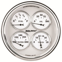 AutoMeter - AutoMeter Gauge Quad 5in. 240 Ohm(e) to 33 Ohm(f) Elec Old Tyme White II - Demon Performance