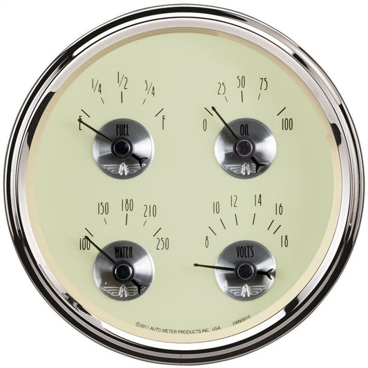 AutoMeter - AutoMeter Gauge Quad 5in. 240 Ohm(e) to 33 Ohm(f) Elec Prestige Antq. Ivory - Demon Performance