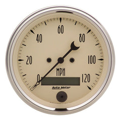 AutoMeter - AutoMeter Gauge Speedo. 3-3/8in. 120MPH Elec. Prog. W/ Lcd Odo Antq Beige - Demon Performance