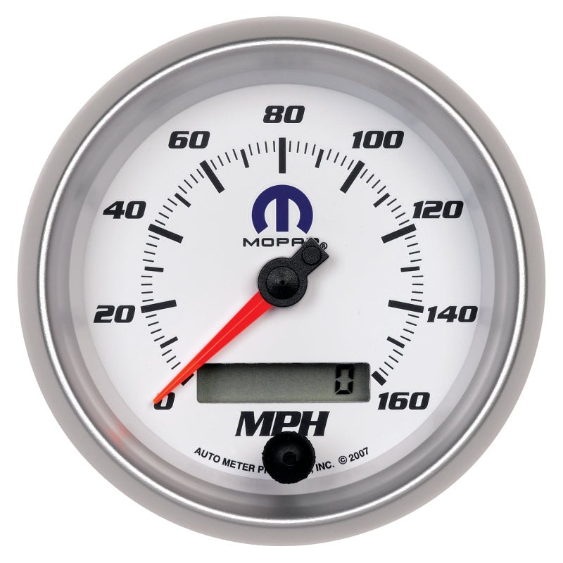 AutoMeter - AutoMeter Gauge Speedometer 3-3/8in. 160MPH Elec. Programmable White Mopar - Demon Performance