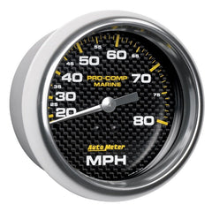 AutoMeter - Autometer Gauge Speedometer 3-3/8in 80MPH Mechanical Marine Carbon Fiber - Demon Performance