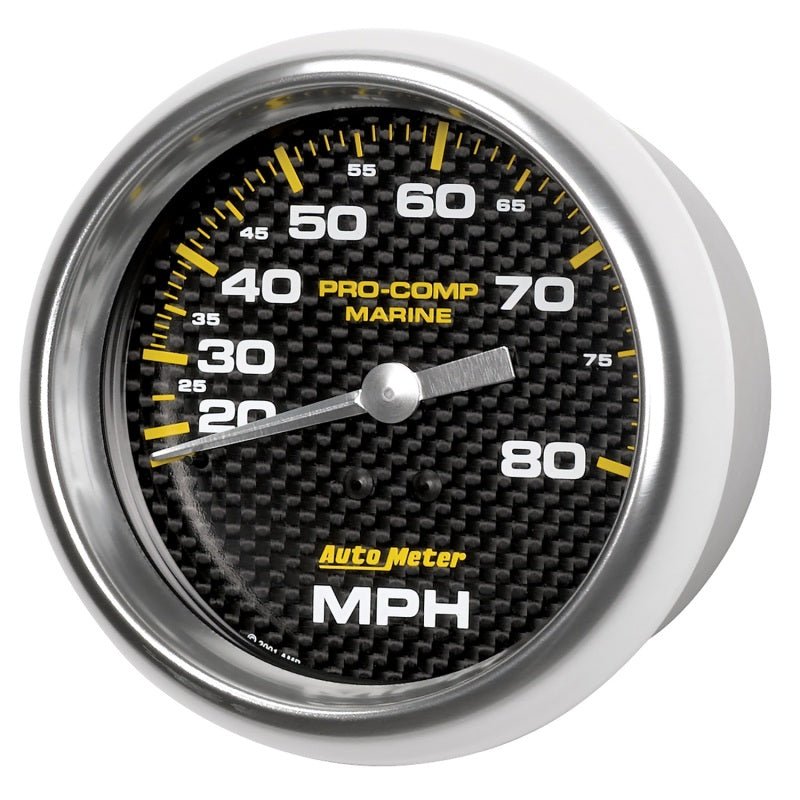 AutoMeter - Autometer Gauge Speedometer 3-3/8in 80MPH Mechanical Marine Carbon Fiber - Demon Performance