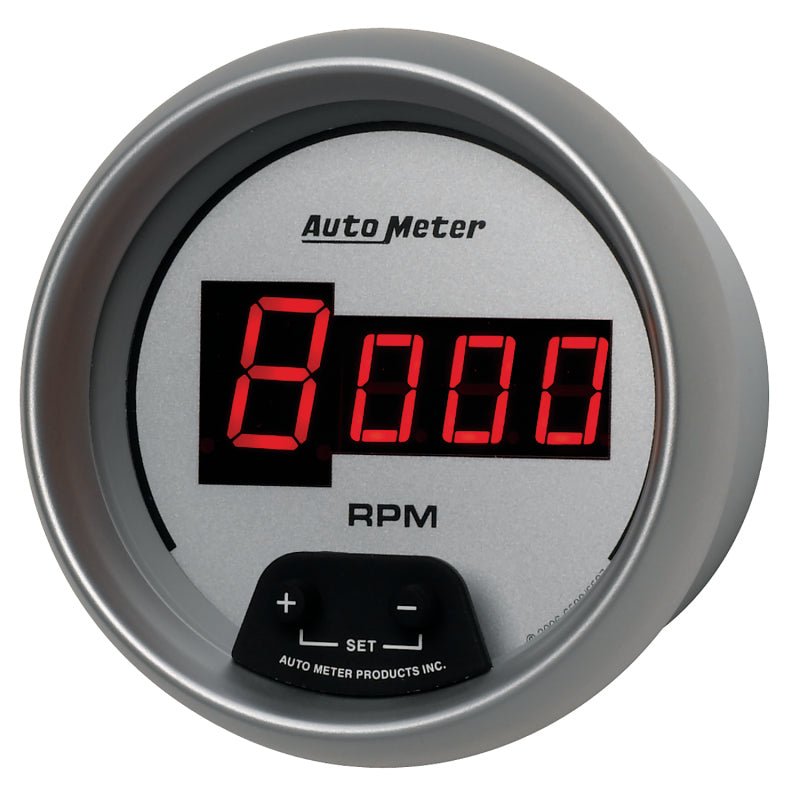 AutoMeter - AutoMeter Gauge Tach 3-3/8in. 10K RPM In-Dash Digital Silver Dial W/ Red Led - Demon Performance
