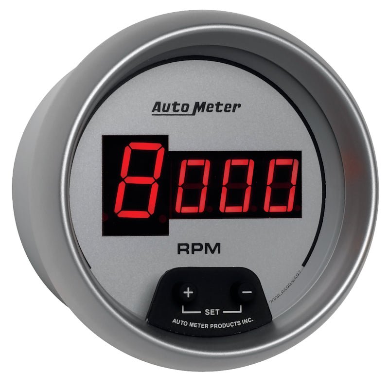 AutoMeter - AutoMeter Gauge Tach 3-3/8in. 10K RPM In-Dash Digital Silver Dial W/ Red Led - Demon Performance