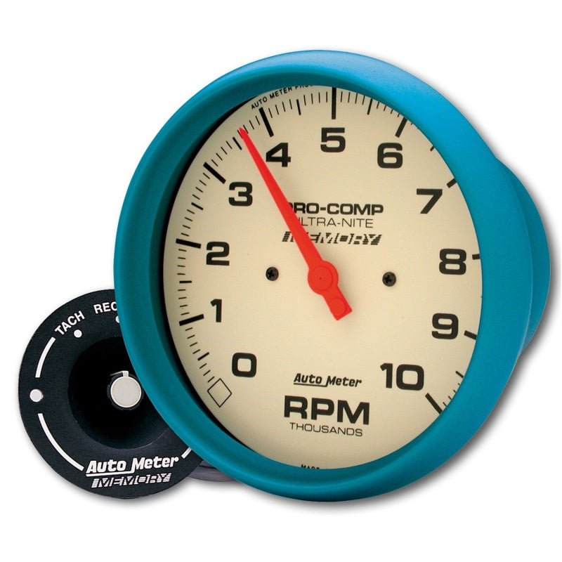 AutoMeter - AutoMeter Gauge Tach 5in. 10K RPM In-Dash W/Peak Memory Glow In Dark Ultra-Nite - Demon Performance