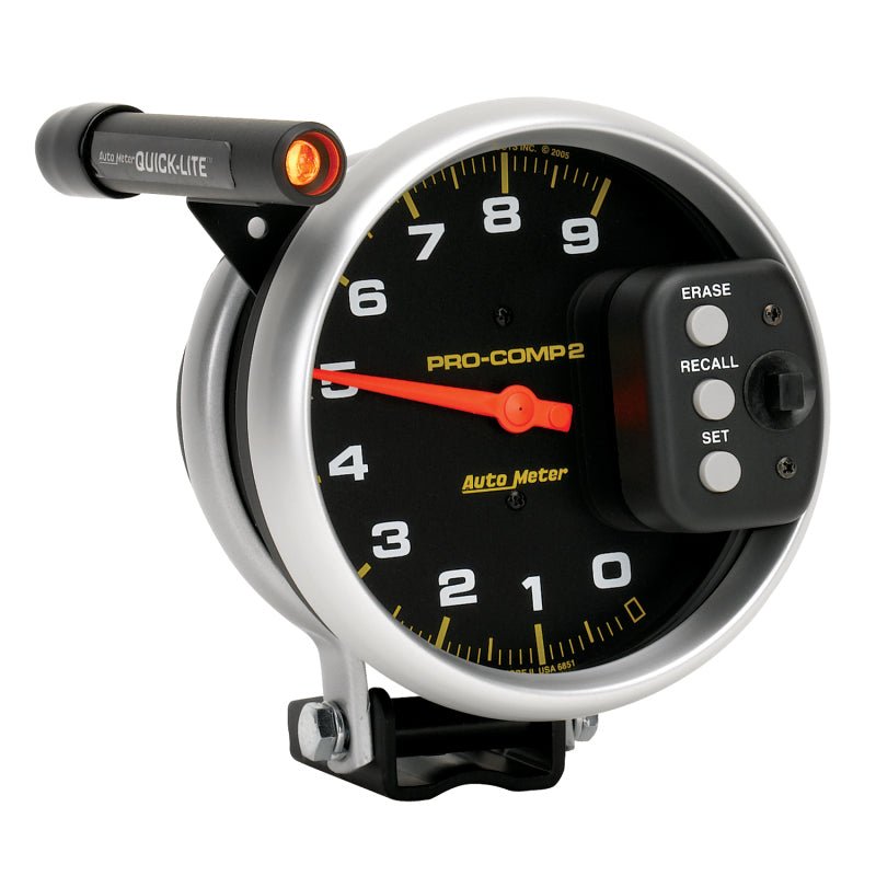 AutoMeter - AutoMeter Gauge Tach 5in. 9K RPM Pedestal W/ Quick Lite & Peak Memory Pro-Comp - Demon Performance