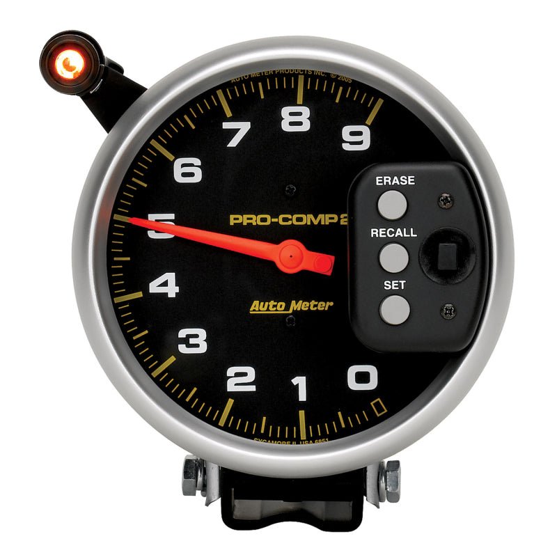 AutoMeter - AutoMeter Gauge Tach 5in. 9K RPM Pedestal W/ Quick Lite & Peak Memory Pro-Comp - Demon Performance