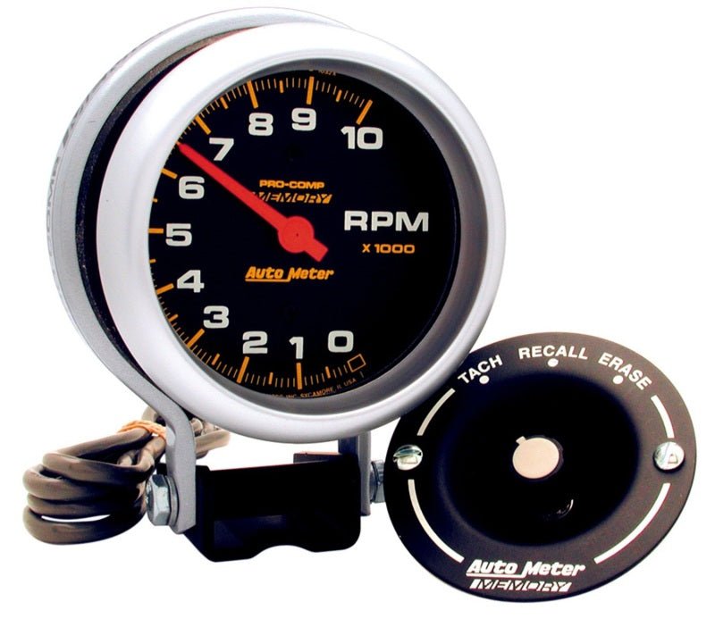 AutoMeter - AutoMeter Gauge Tachometer 3-3/4in. 10K RPM Pedestal W/Peak Memory Pro-Comp - Demon Performance