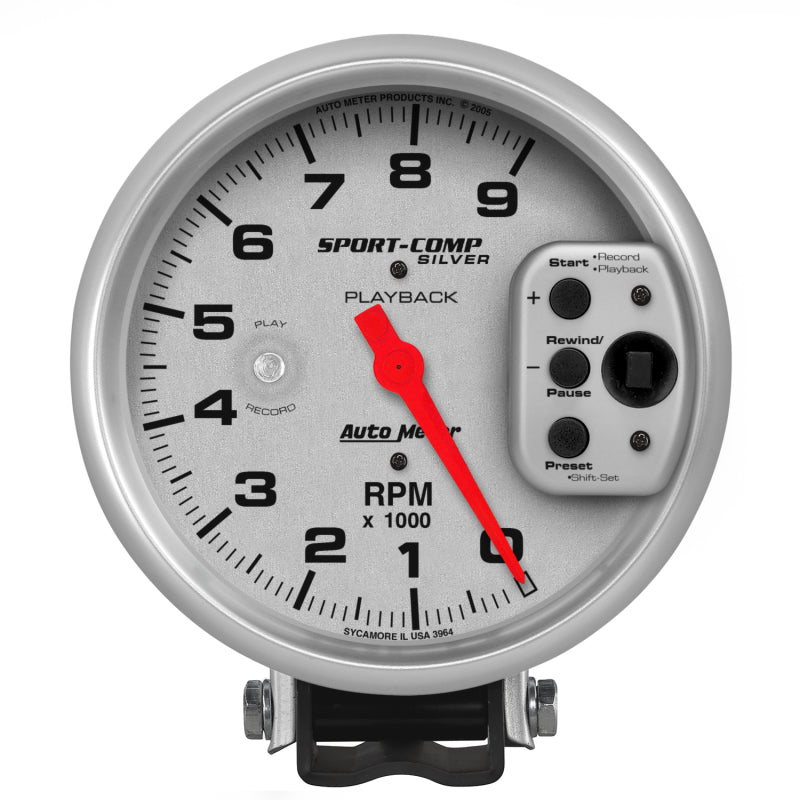 AutoMeter - AutoMeter Gauge Tachometer 5in. 9K RPM Pedestal W/ RPM Playback Ultra-Lite - Demon Performance