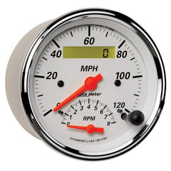 AutoMeter - AutoMeter Gauge Tach/Speedo 3-3/8in. 120MPH & 8K RPM Elec. Program. Arctic White - Demon Performance