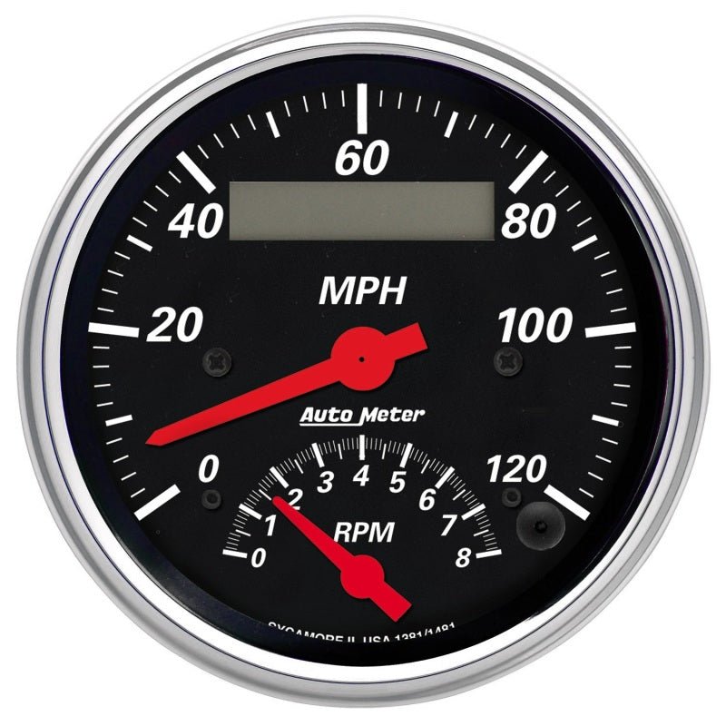 AutoMeter - AutoMeter Gauge Tach/Speedo 3-3/8in. 120MPH & 8K RPM Elec. Program. Designer Blk - Demon Performance