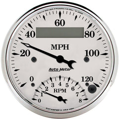 AutoMeter - AutoMeter Gauge Tach/Speedo 3-3/8in. 120MPH & 8K RPM Elec. Program. Old Tyme Wht - Demon Performance
