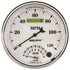 AutoMeter - AutoMeter Gauge Tach/Speedo 5in. 120MPH & 8K RPM Elec. Program Old Tyme White II - Demon Performance
