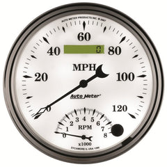 AutoMeter - AutoMeter Gauge Tach/Speedo 5in. 120MPH & 8K RPM Elec. Program Old Tyme White II - Demon Performance